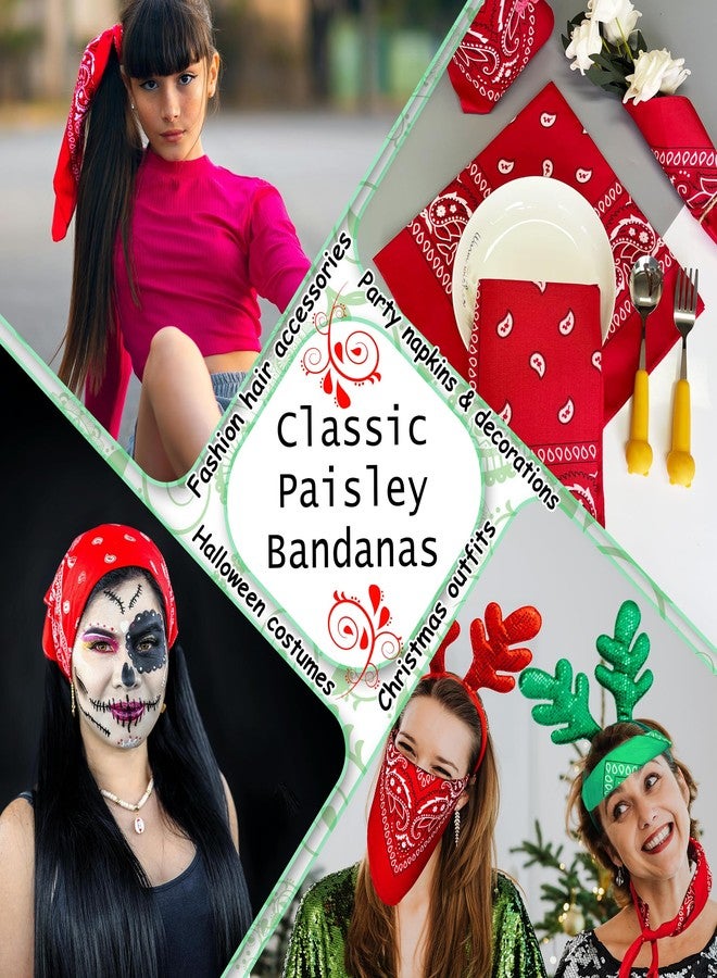ILHSTY 32 Pcs Women Men Paisley Bandanas Bulk Unisex Cowboy Bandanas Head Scarf Necktie Face Cover Party Supplies (32, Red) - Image 5